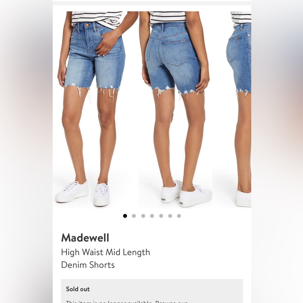 Madewell High Waist Mid Length Denim Shorts EUC